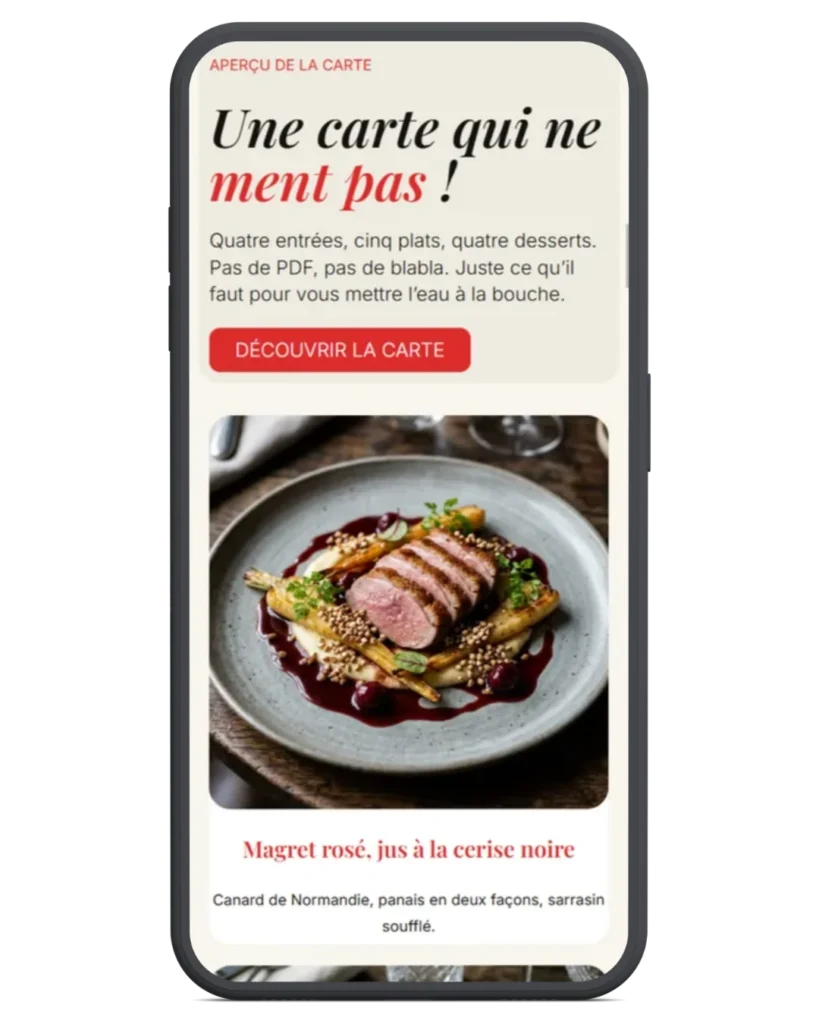 aperçu template site web restaurant WordPress Elementor